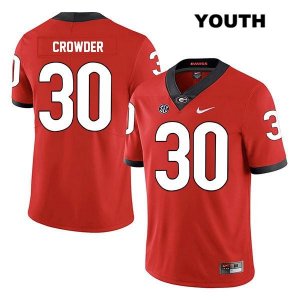 Youth Georgia Bulldogs NCAA #30 Tae Crowder Nike Stitched Red Legend Authentic College Football Jersey YSP2054KV